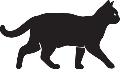 Black cat silhouette vector illustration walking with an arched back and tail up, isolated on a white background. © Shanza