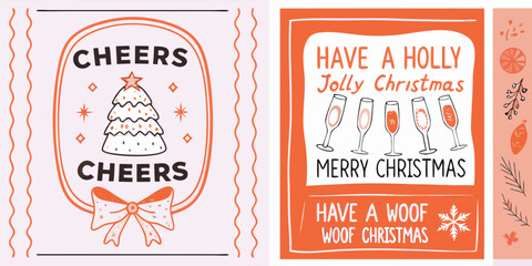 Festive christmas cards with cheerful greetings and illustrated designs © ShibuProsad