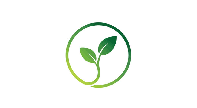 Eco Green Sprout Leaf Logo Design in Circular Shape