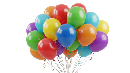 Cluster of colorful balloons isolated on transparent background