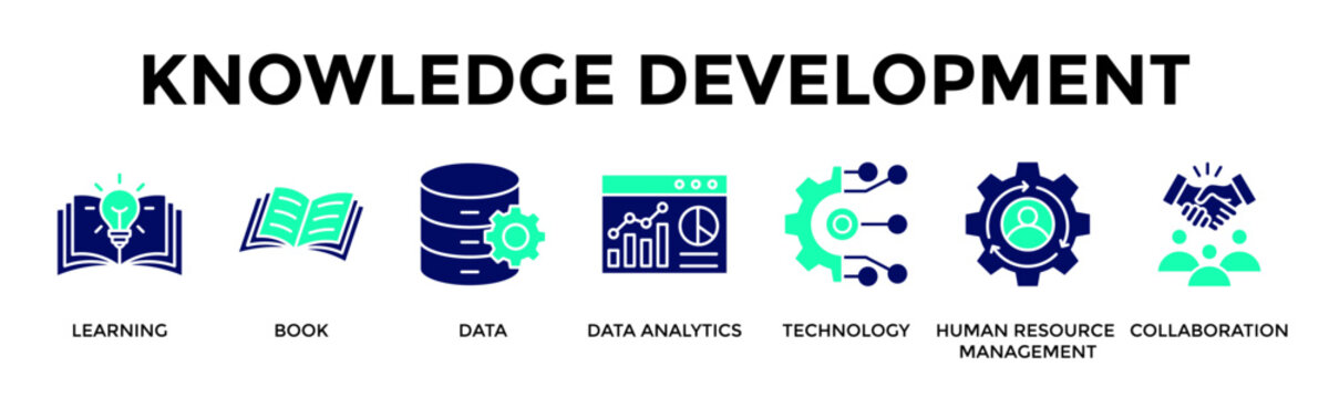 Knowledge Development Banner Web Icon Vector Illustration Concept For Empower Teams Through Learning Data And Collaborative Knowledge