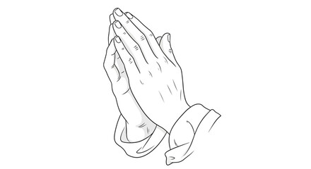 Obraz premium Praying Hands Line Art Illustration