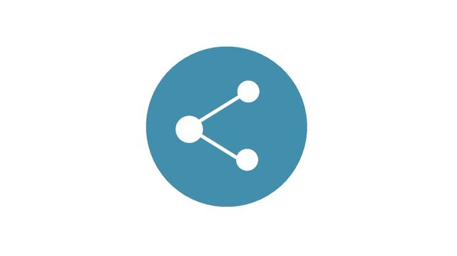 Blue share link button animation with smooth motion. Concept of online sharing, digital communication, and interactive interface element.