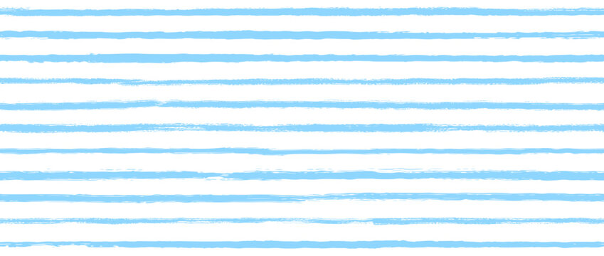 Light blue seamless watercolor stripes background. Summer pastel straight horizontal lines for fabric, textile, wrapping paper, banner, poster. Abstract strokes repeated pattern. Vector wallpaper