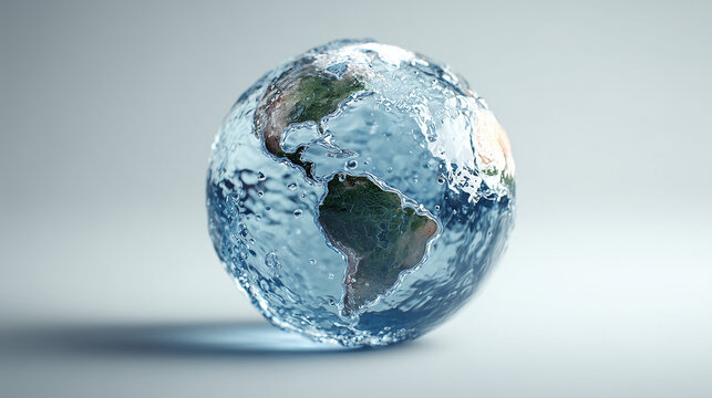 Water globe floating centrally with detailed texture