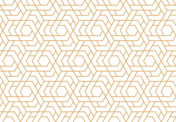 The geometric pattern with lines. Seamless vector background. White and golden texture. Graphic modern pattern. Simple lattice graphic design