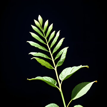 Fern leaf isolated on black background