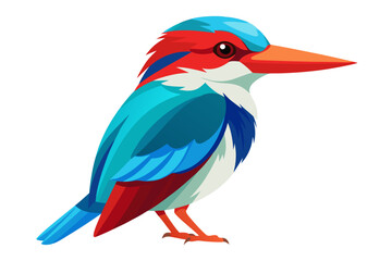 Obraz premium A colorful kingfisher bird in a vibrant illustration with a white background