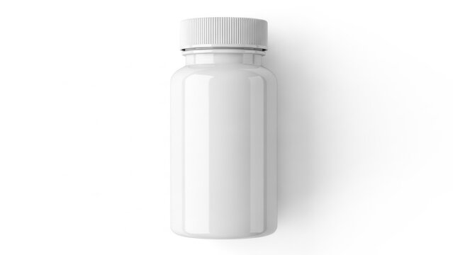 A sleek transparent plastic bottle with a white child-resistant cap for pharmaceutical or supplement storage