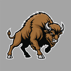 bison mascot logo illustration vector design template modern style