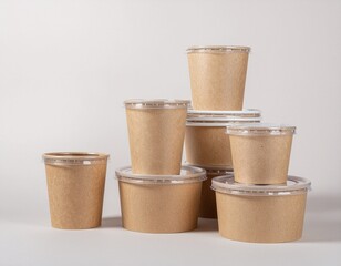 Stacked cardboard food containers mockup
Clean composition, soft shadow, packaging branding template, minimal background.