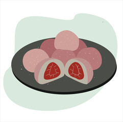 strawberry mochi.japanese mochi with strawberry, 
