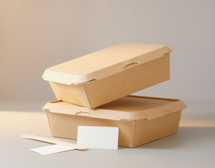 Stacked cardboard food containers mockup
Clean composition, soft shadow, packaging branding template, minimal background.