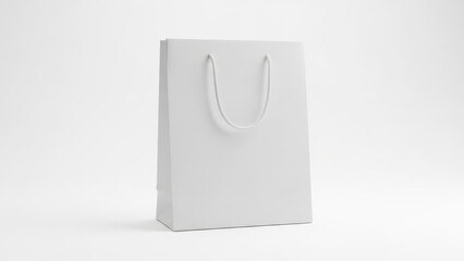 Elegant minimalist white shopping bag with classic handle design for gift wrapping or retail display
