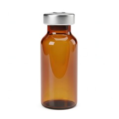 Amber glass bottle with metal cap for pharmaceutical or cosmetic liquid storage