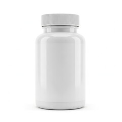 Empty white plastic bottle with child-resistant cap for pharmaceutical or supplement storage