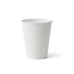 Simple white disposable paper cup with smooth rim and cylindrical shape for everyday use