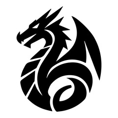 Naklejka premium Minimal Dragon Icon Flat Vector with Clean Geometric Shape for Modern Design