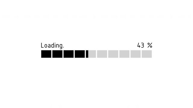 Compact Square Block Loading Bar in Light Interface with Percentage Text Prores Alpha Channel 4K 60fps