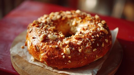 ナッツがまぶされたベーグル