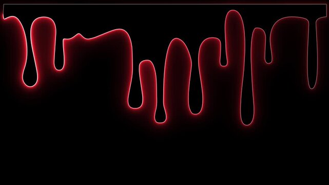 Neon red drip. Glowing liquid art.  Animated red neon. Dark motion graphic. Dripping blood look. Neon fluid motion. Vibrant red glow. Edgy video overlay. Futuristic dripping. Hot neon animation.
