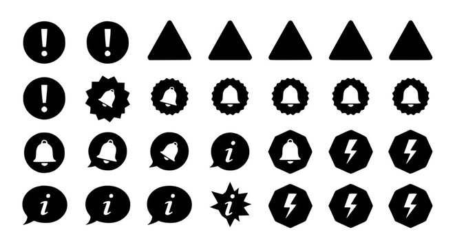 Important Information Icon Set with Exclamation Mark Symbols Vector Illustration