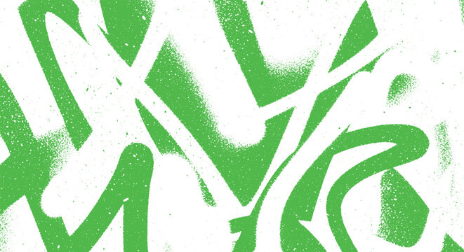 Dynamic green and white abstract graffiti spray paint background.