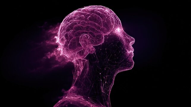 Illuminating the intricacies of the human mind: a captivating portrayal of the brain. ..Created with Generative AI, not depicting real subjects.