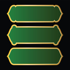 Ramadan-themed text box labels, Islamic banner icons, mosque silhouette images. Arabic frame collection set.