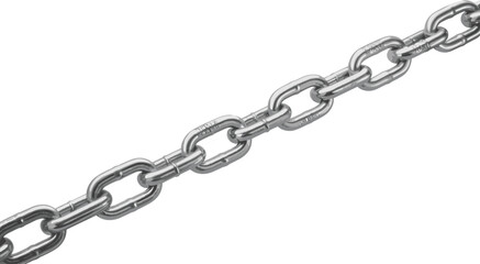 Obraz premium Metal chain illustration, realistic steel links isolated on white background, industrial strength concept, security connection symbol, heavy duty hardware vector design