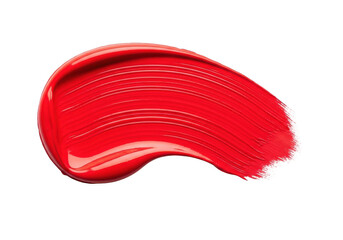 Vibrant red lipstick smear isolated on transparent background