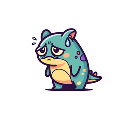 Obraz premium Cartoon monster illustration with sad expression isolated on black