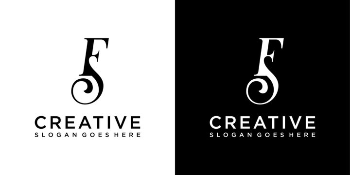 FS or SF initial letter logo design vector
