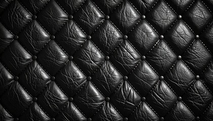 Fototapeta premium Elegant Black Leather Upholstery Texture for Sophisticated Interiors or Creative Backdrops Luxurious and Refined.