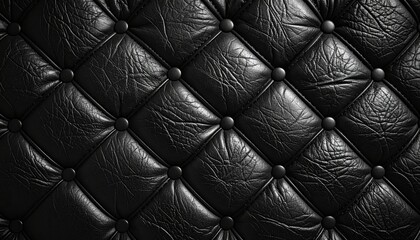 Fototapeta premium Elegant Black Leather Diamond Pattern Texture with Button Accents for Luxurious Design and Premium Aesthetics.