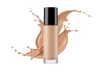 Liquid foundation makeup product isolated on transparent background