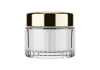 Luxury cream jar with gold lid isolated on transparent background