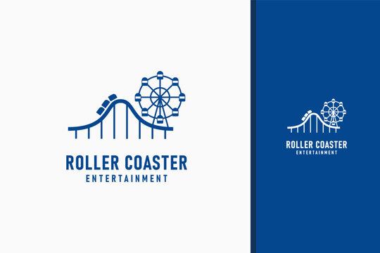Roller coaster amusement park logo symbol icon design