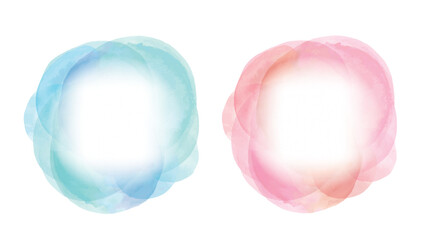 水のような青と花のようなピンクの水彩フレーム