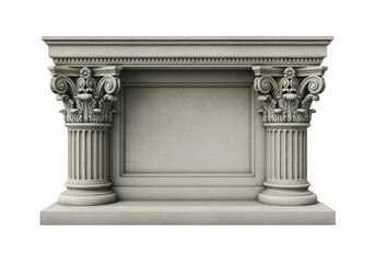 Stone fireplace mantel isolated on transparent background