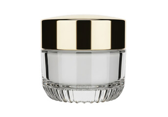Luxury cream jar with gold lid isolated on transparent background