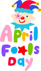 Fototapeta premium April Fools Day Cartoon Clown Elements Set Funny Colorful Vector Collection