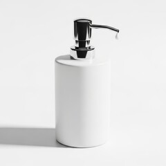 Obraz premium Minimalist modern soap dispenser with sleek design and chrome pump for contemporary bathrooms