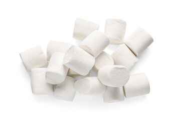 Heap of sweet marshmallows on white background