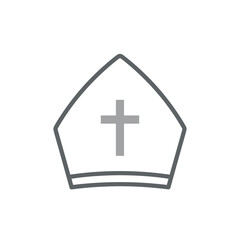 Obraz premium Illustration of a bishops hat with a cross design isolated on a white background
