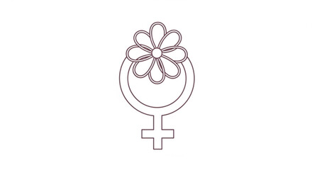 Female symbol with flower feminine icon gender equality sign women's rights peace symbol floral emblem line art simple illustration social movement feminism