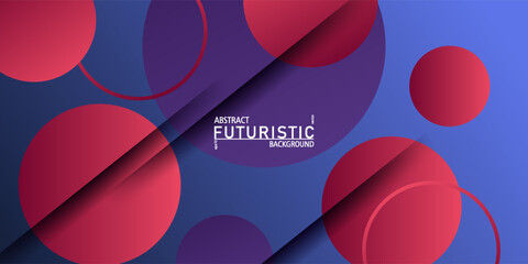 Abstract blue gradient banner background with colorful overlapping circle pattern elements, design concept. Simple and elegant background. Vector Eps10