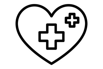 Obraz premium A minimalist vector graphic of a heart with medical crosses