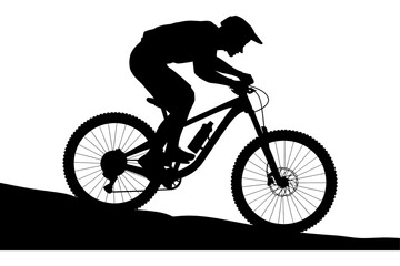 Obraz premium A silhouette of a man riding a bicycle uphill in a vector graphic