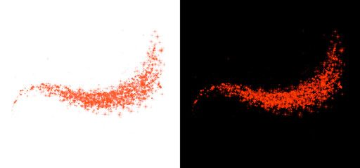 Orange glowing firefly trail effect with sparkling embers and stars isolated on transparent and black background for creative design work © Creative Png